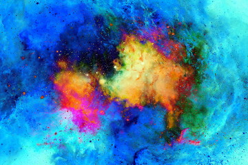 Poster - Cosmic space and stars, color cosmic abstract background. Fire effect in space.