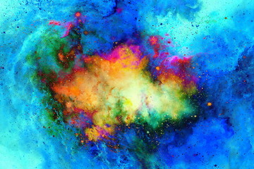 Poster - Cosmic space and stars, color cosmic abstract background. Fire effect in space.