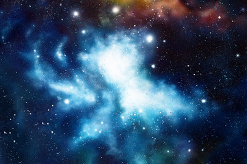 Poster - Cosmic space and stars, color cosmic abstract background. Original hand painting.