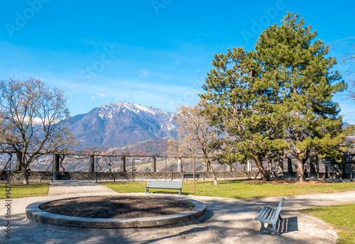 Fotografie, Obraz Mountains view from a park in the French Alps