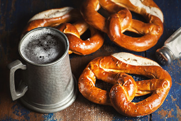 Wall Mural - Pretzels on wooden rustic background