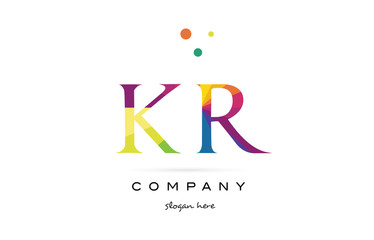 kr k r  creative rainbow colors alphabet letter logo icon