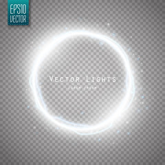 Poster - Glow round frame with many shine particles and electricity effect. Vector