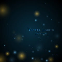 Poster - Vector dark abstract background with many glowing particles.