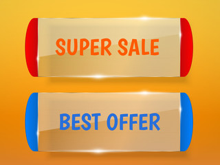 Poster - Sale labels. Future design glass transparent banners isolated. Best offer.