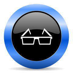 Aufkleber - 3d glasses black and blue web design round internet icon with shadow on white background.