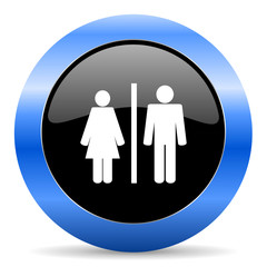 Aufkleber - Man and Woman black and blue web design round internet icon with shadow on white background.