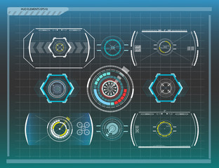 Poster - Abstract background with different elements of the hud. Hud elements. Vector illustration. Head-up display elements for Info-graphic elements.