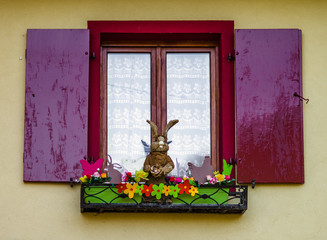 Wall Mural - Decorated classic alsacien windows in old house