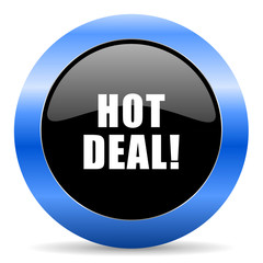 Aufkleber - Hot deal black and blue web design round internet icon with shadow on white background.