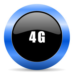 Poster - 4g black and blue web design round internet icon with shadow on white background.