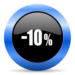 Poster - 10 percent sale retail black and blue web design round internet icon with shadow on white background.