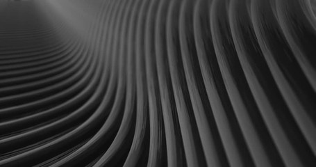 Poster - Abstract 4K background seamless loop of steel curves and texture with reflection of animated light and environment. 3D model of metal,  metallic technologies and industrial metal, reflecting light.