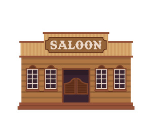 Wall Mural - Modern Flat Commercial Business Building - Cowboy Bar Saloon Cafe