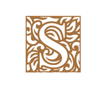 Elegant Brown S Letter Wood Floral Alphabet Logo