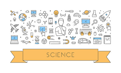 Wall Mural - line web design concept for science