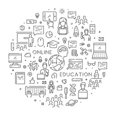 Poster - vector line banner for online education