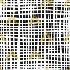 Aufkleber - Gold geometric triangle with hand drawn cells background. Abstract semless pattern.