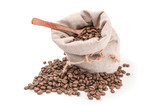 Fototapeta Storczyk - Brown coffee beans isolated on a white background cutout