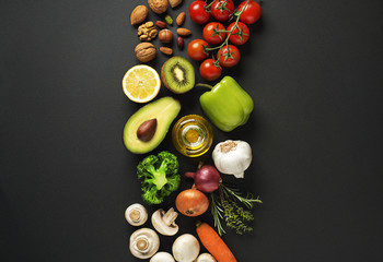 healthy food with vegetable and fruit