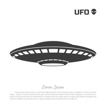 Black Silhouette Ofa UFO On  White Background. Vector Illustration