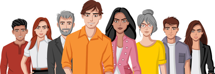 Group of cartoon young people
