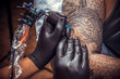 © Mr. Prof - Professional tattooer works in tattoo parlor