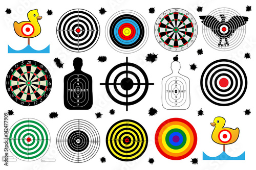 Cuadros en Lienzo set a target for shooting range, bullet holes, vector