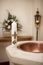 Baptismal Candle On Font