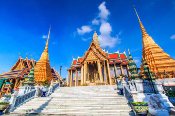 Wat Phra Kaew or Temple of the Emerald Buddha or Wat Phra Si Rattana Satsadaram in Bangkok of Thailand