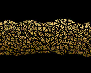 Aufkleber - Abstract gold texture seamless pattern on the black. Geometric triangle simple background.