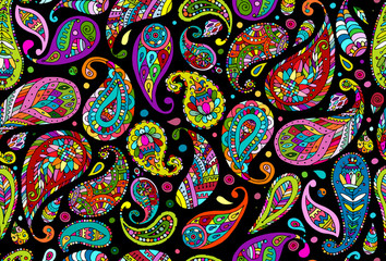 Aufkleber - Paisley ornament, seamless pattern for your design