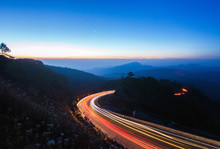  Long Exposure Photograph Of Doi Inthanon National Park In The Sunrise At Chiang Mai Province, Thailand, With Grain.Image Contain Certain Grain Or Noise And Soft Focus. Color Tone Effect.