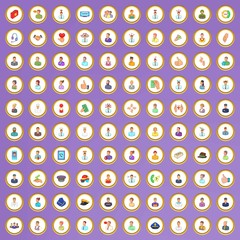 Poster - 100 human resource icons set in cartoon style