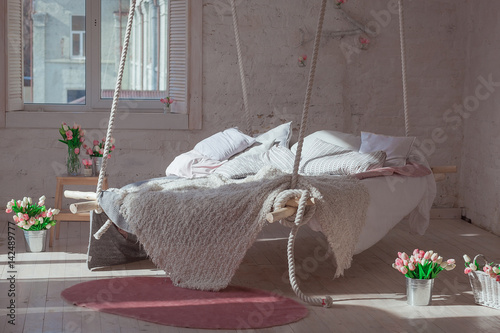White Loft Interior In Classic Scandinavian Style Hanging