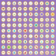 Poster - 100 quality control icons set in cartoon style