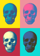 Colorful Pop Art Skull In Front View