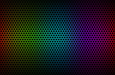 Wall Mural - colorful geometric hexagons background, abstract metallic wallpaper, vector illustration