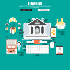 Aufkleber - Online banking and e-commerce concept