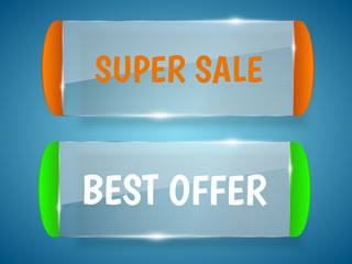 Poster - Sale labels. Future design glass transparent banners isolated. Best offer.