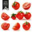 Cherry tomatoes set with clipping path.