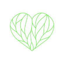Heart Composition Divided With Green Lines On White Background