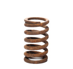 old rusty metal spring isolated on white background
