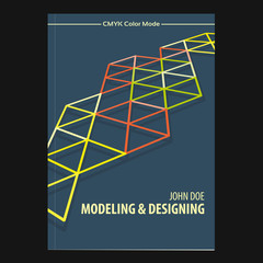 Fototapete - Template of cover design for brochure, textbook or catalog. CMYK colors