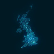 Abstract Telecommunication Network Map - United Kingdom