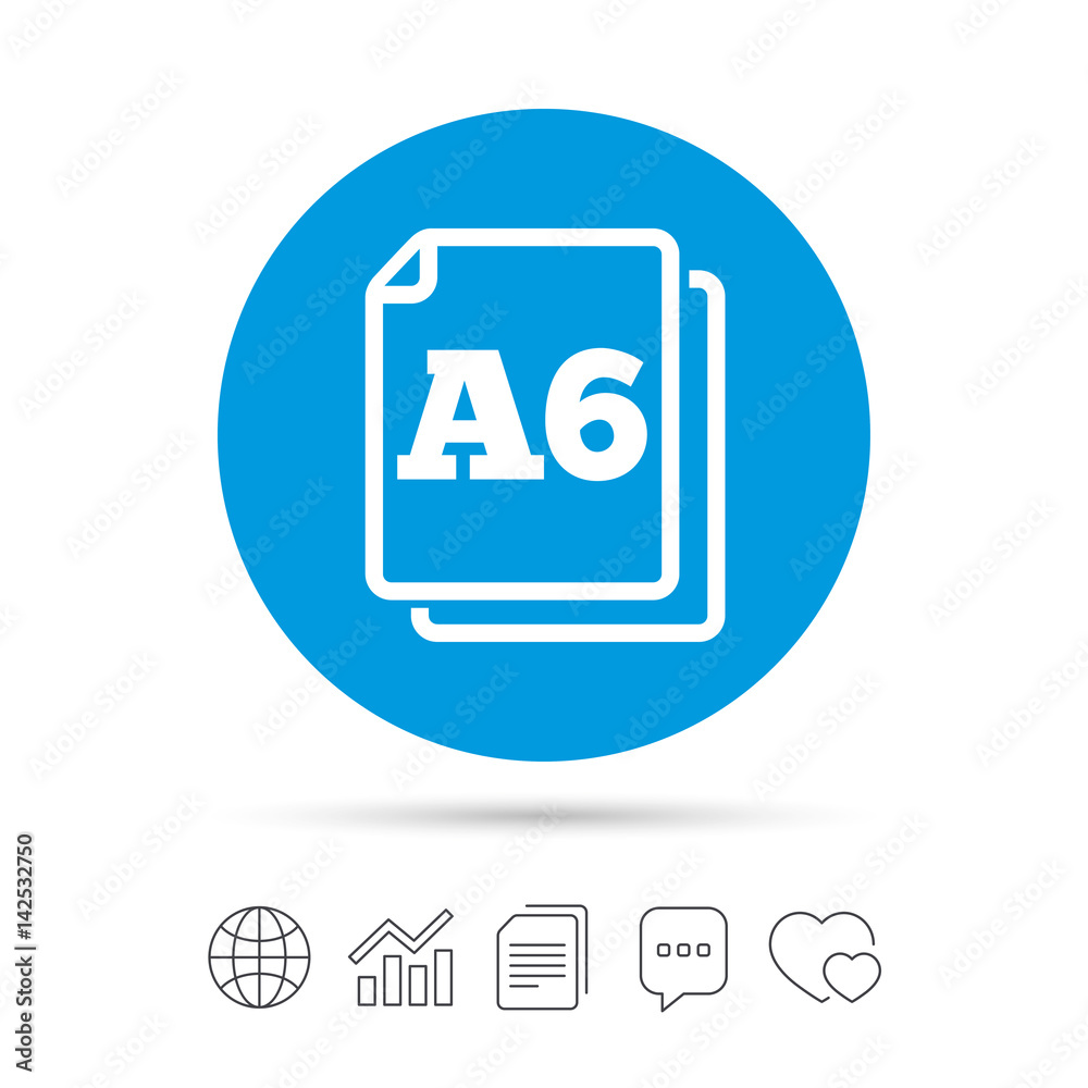 Paper size A6 standard icon. Document symbol.