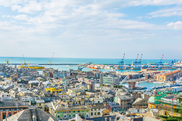 aerial view of the italian city genoa