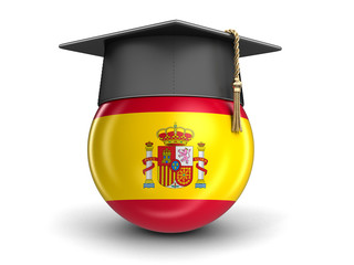 Poster - Graduation cap and Spanish flag. Image with clipping path