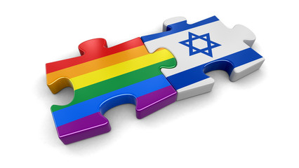 Poster - Israel and LGBT puzzle from flags. Image with clipping path