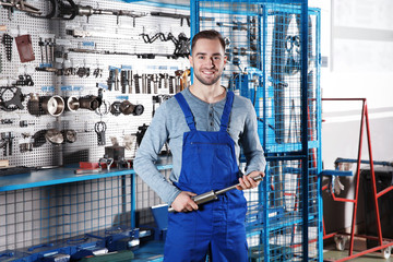 Wall Mural - Young mechanic in car service